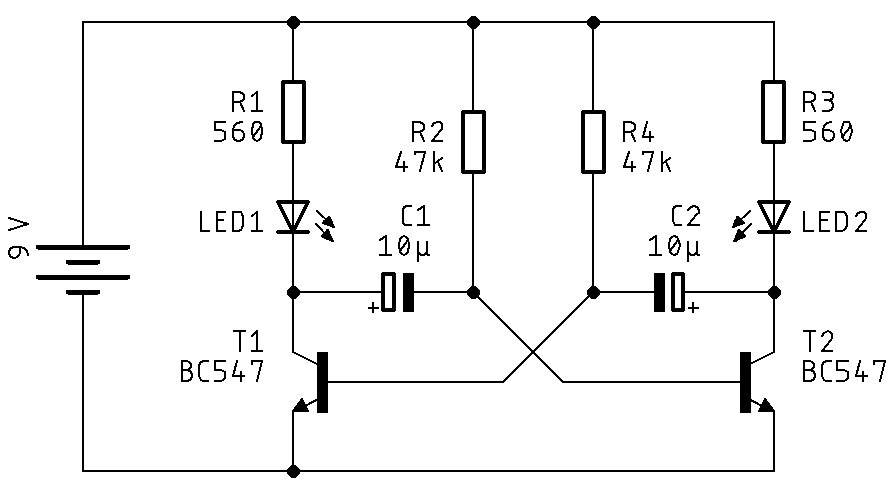alt:"Schaltplan: Astabiler Multivibrator", w:50