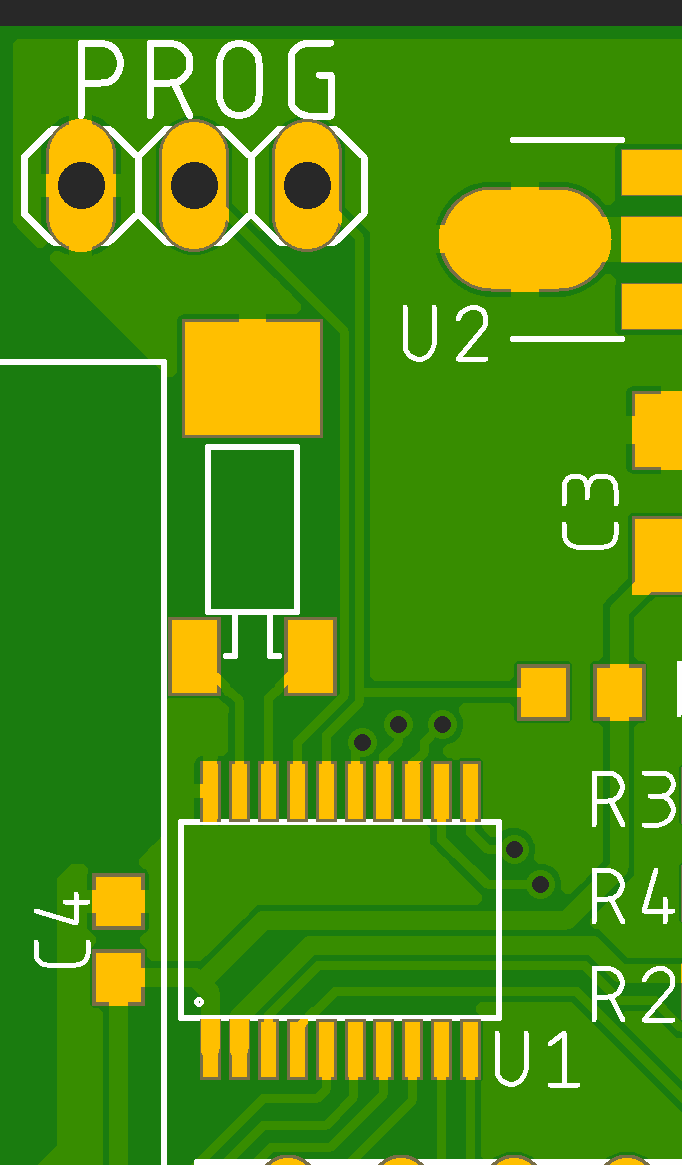 alt:"Beispielhaftes Leiterplattenlayout für MSP430G2553", w:25