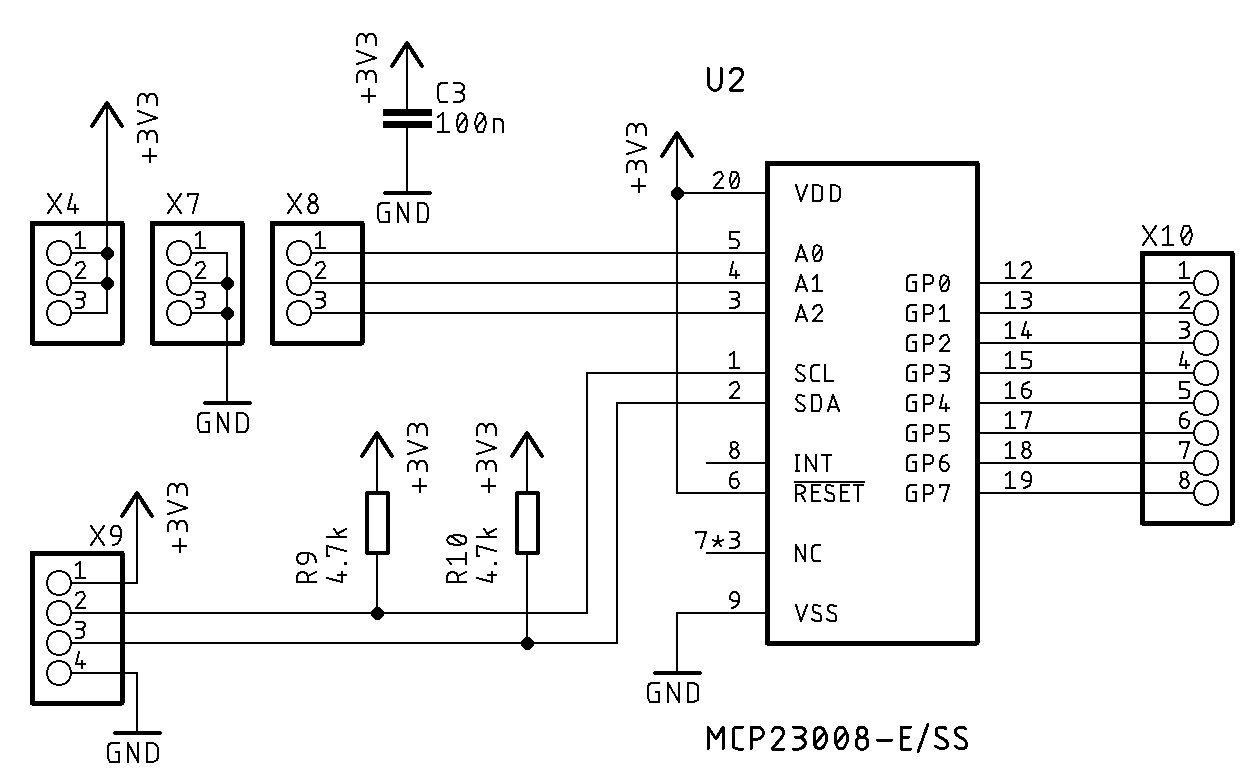 alt: "Testschaltung des MCP23008", w:75